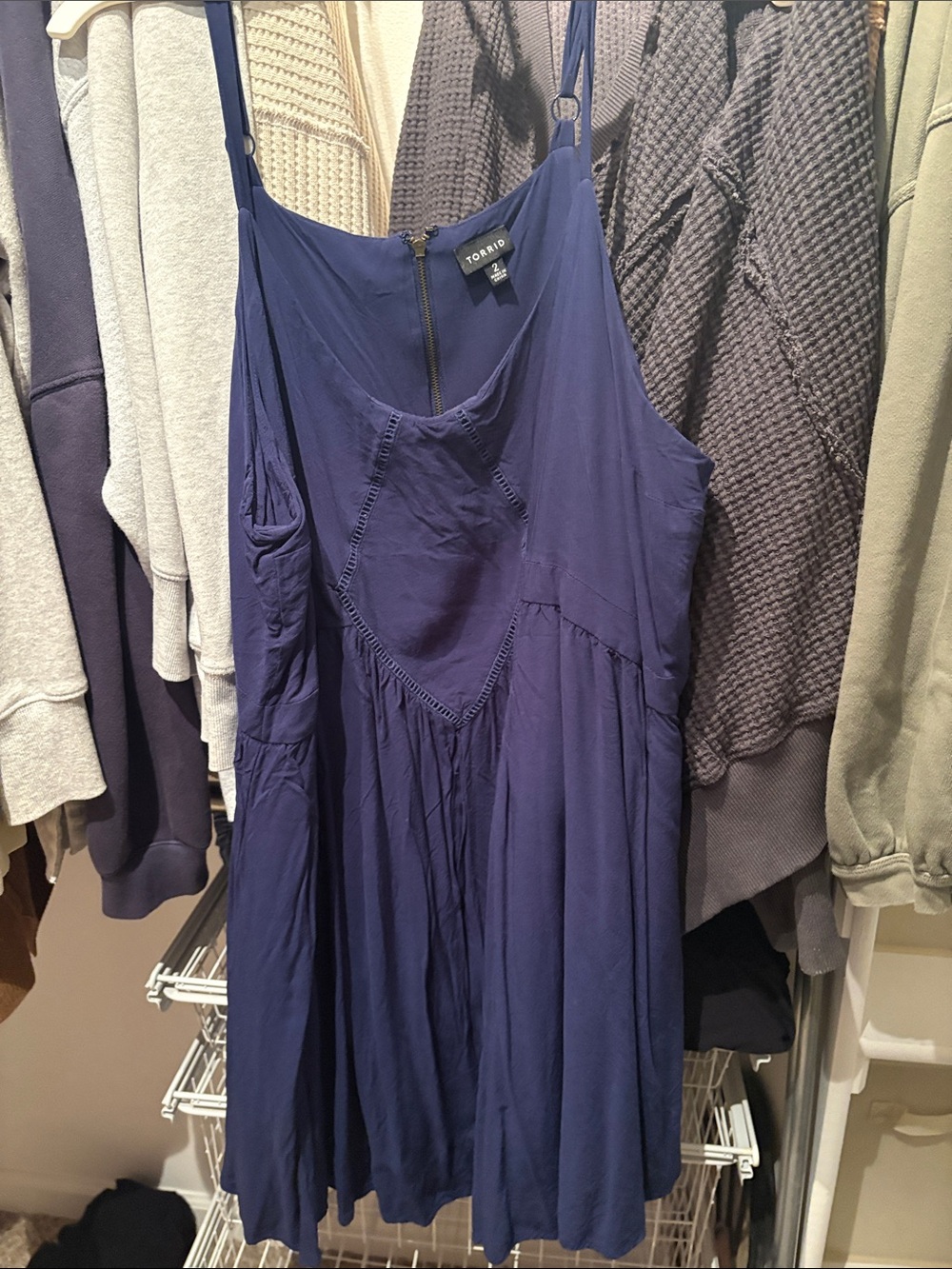 torrid navy blue flowy spaghetti-strap mini dress